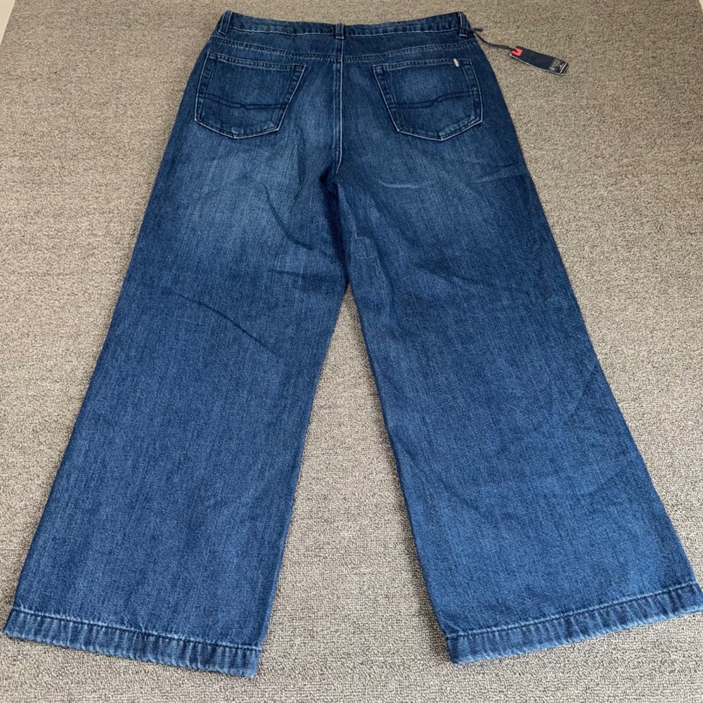 Buffalo David Bitton Allison High Rise Wide Leg Cropped Jeans W33 Blue Cotton - Picture 4 of 10